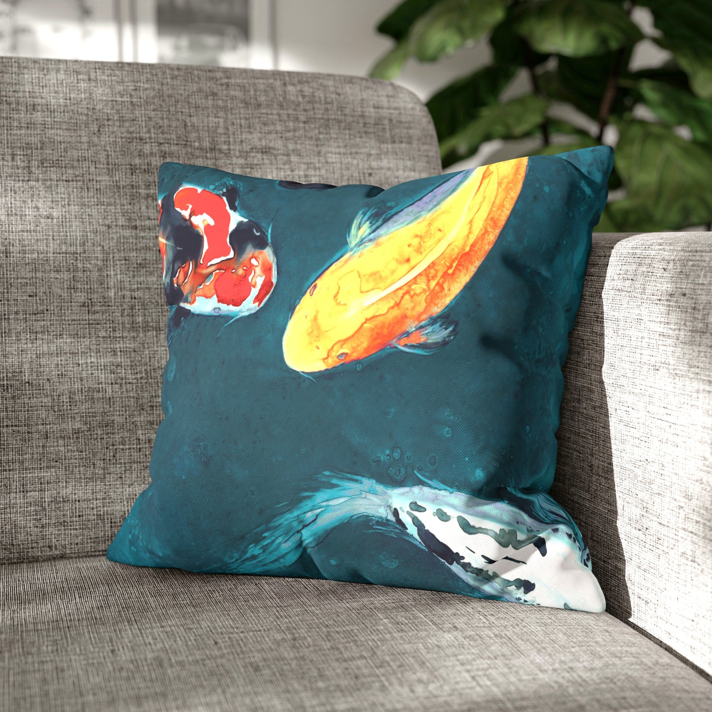 Water Ballet Koi Decorative Pillow Cover