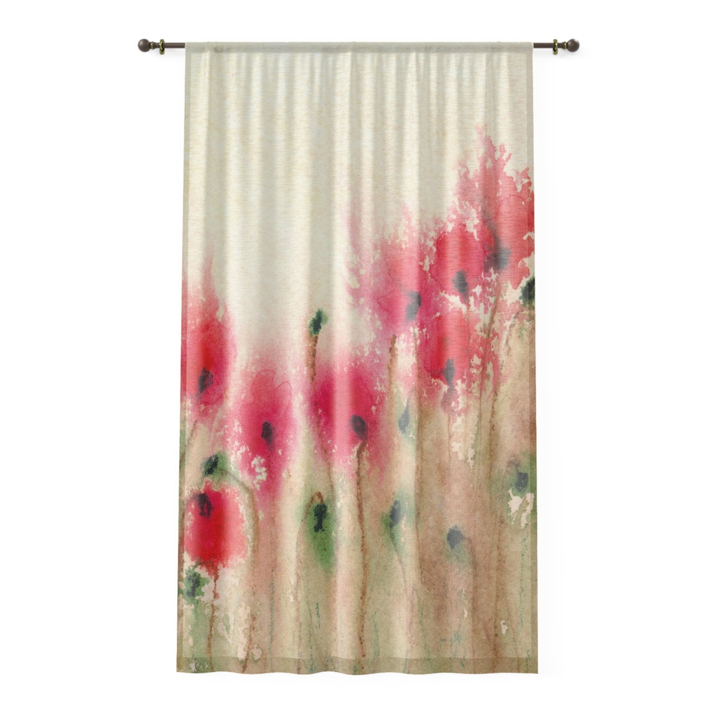 Verdunkelungsvorhänge oder transparente Vorhänge mit Mohnblumenmuster