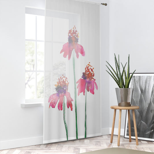 Echinacea Painting - Black Out or Sheer Curtains