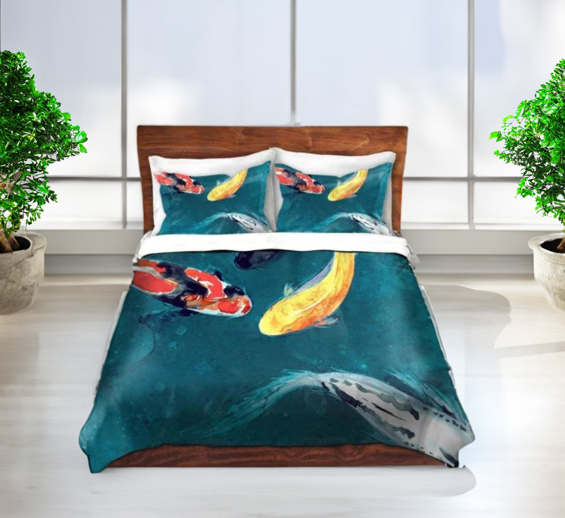 Water Ballet Koi Duvet Cover or Comforter