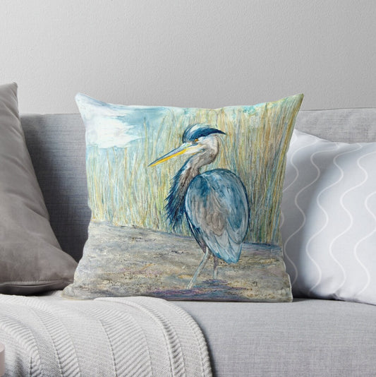 Great Blue Heron Decorative Pillow Cover