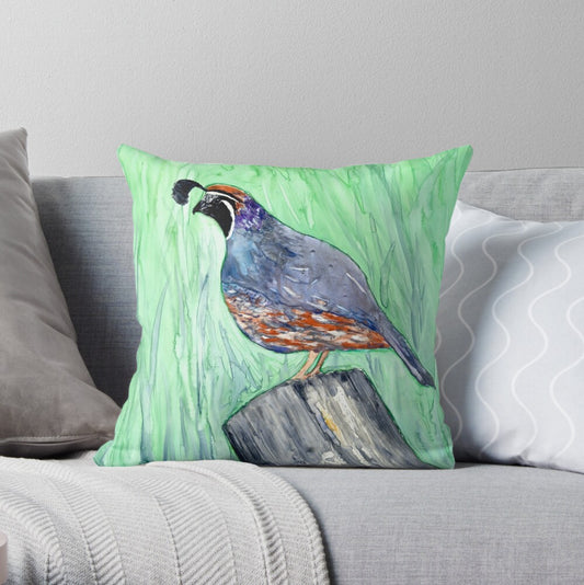California Quail Decorative Pillow Cover