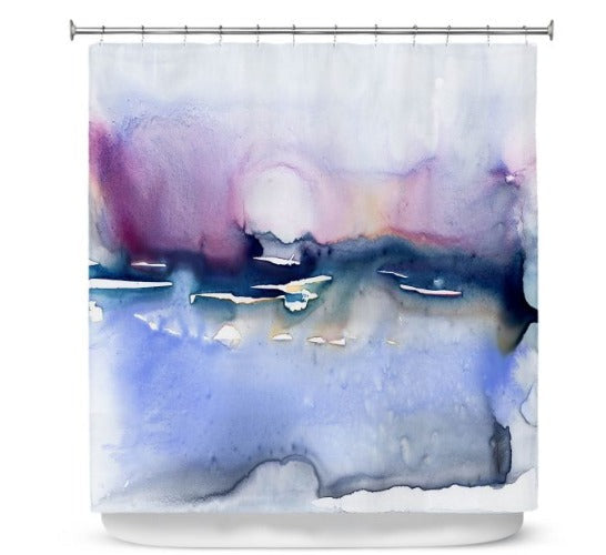 Shower Curtain Colour Array Seascape Painting - Artistic Bathroom - Modern Vibrant Bathroom Decor Brazen Design Studio Light Steel Blue