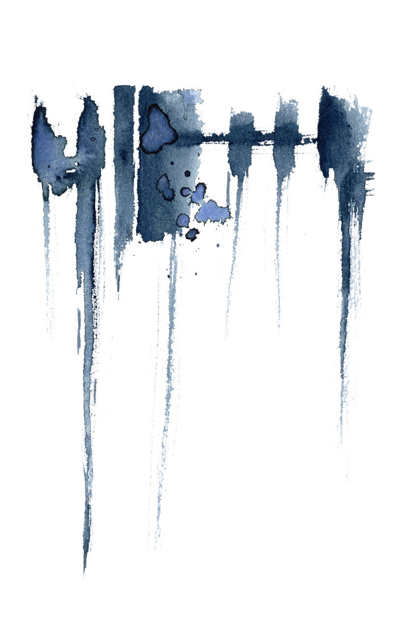 Art Print - Balance Abstract Composition Contemporary Indigo Watercolor Painting Brazen Design Studio Dark Slate Gray