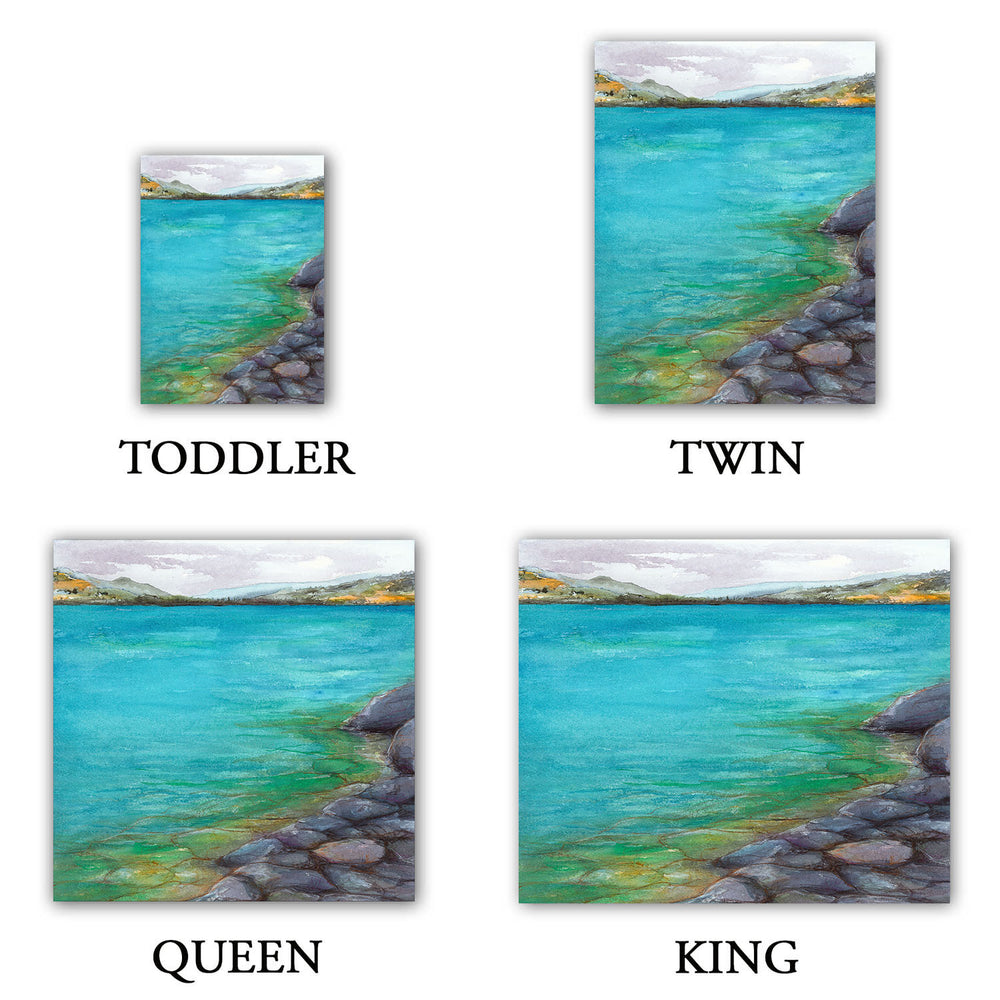 Kalamalka Lake PaintingNature Watercolor - Modern Bedding - Duvet or Comforter Brazen Design Studio Light Sea Green