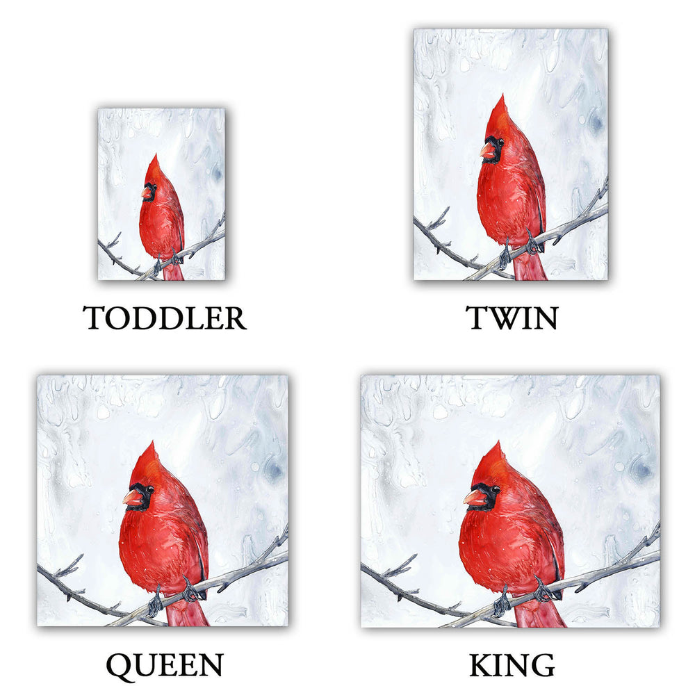 Cardinal Watercolor Painting - Modern Bedding - Duvet or Comforter Brazen Design Studio Maroon