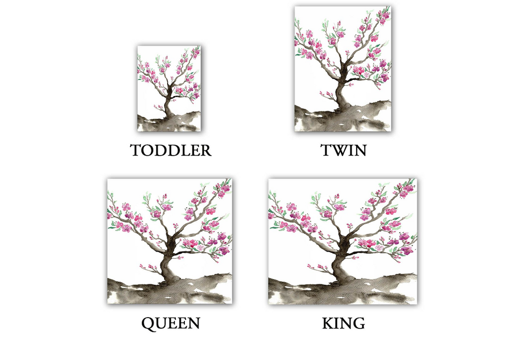 Sakura Tree Floral Painting  - Modern Bedding - Duvet or Comforter Brazen Design Studio White Smoke