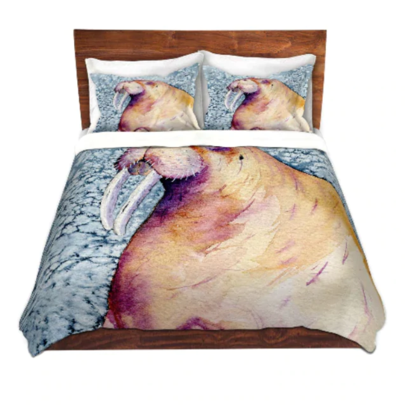 Walrus Painting Contemporary - Modern Bedding - Duvet or Comforter Brazen Design Studio Tan