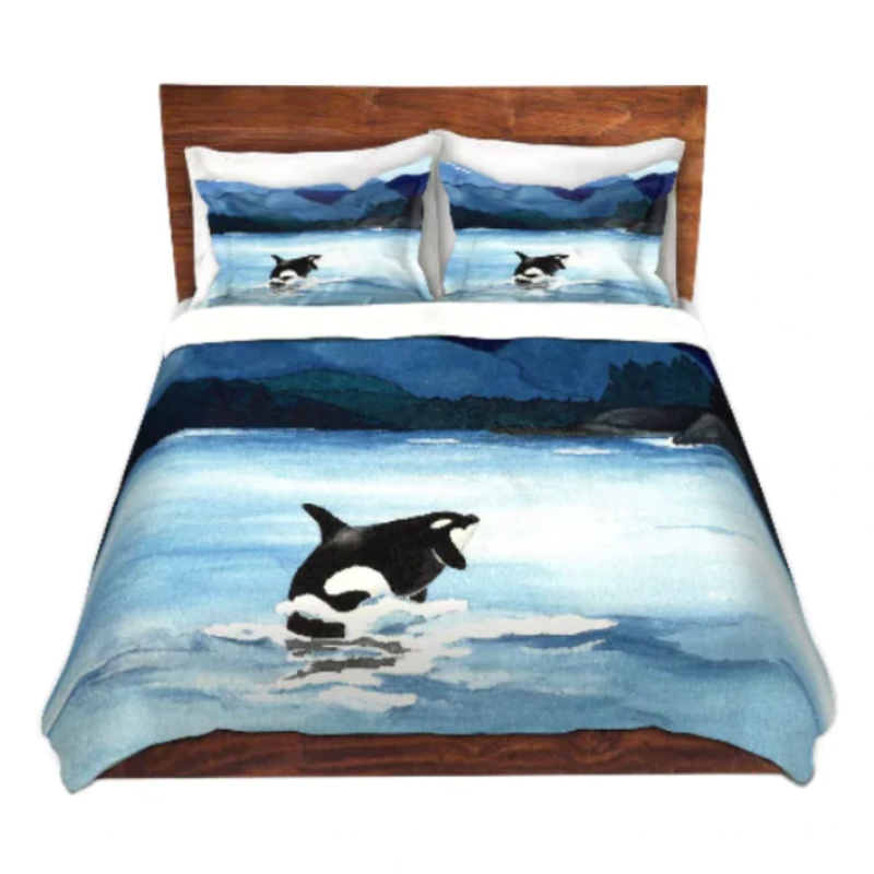Orca Painting Contemporary - Modern Bedding - Duvet or Comforter Brazen Design Studio Dark Slate Gray
