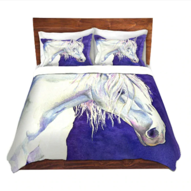 Shay Equine Horse Watercolor Painting - Modern Bedding - Duvet or Comforter Brazen Design Studio Dark Slate Gray