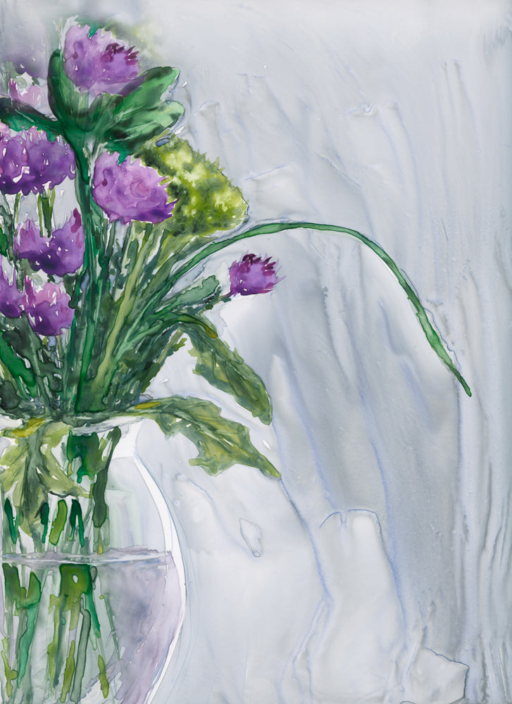 Love Token - Bouquet of Flowers Watercolor Painting - Art Print Brazen Design Studio Dark Olive Green