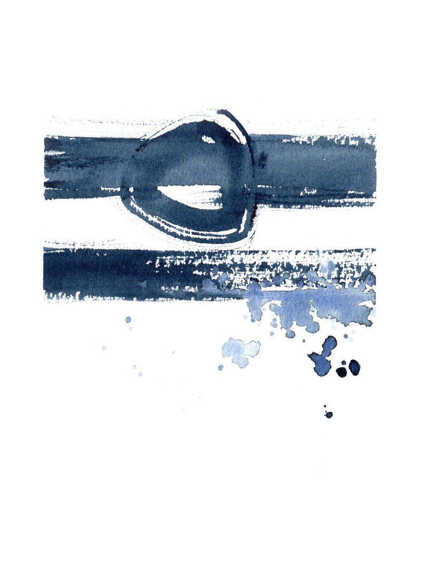Art Print - Medallion Abstract Composition Contemporary Indigo Watercolor Painting Brazen Design Studio Dark Slate Gray