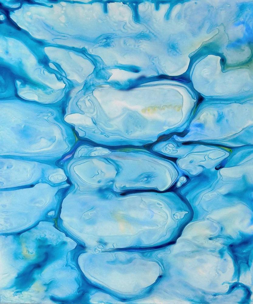 Abstract Art - Watercolor Painting - Nymphaea Contemporary Art Print Brazen Design Studio Sky Blue