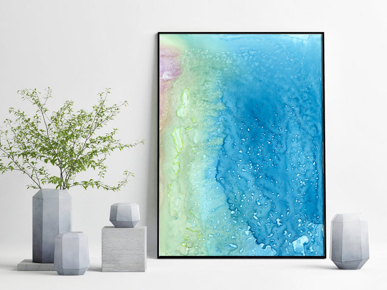 Ocean of Thought - Watercolor Painting - Abstract Seascape Contemporary Art Print Brazen Design Studio Light Sea Green