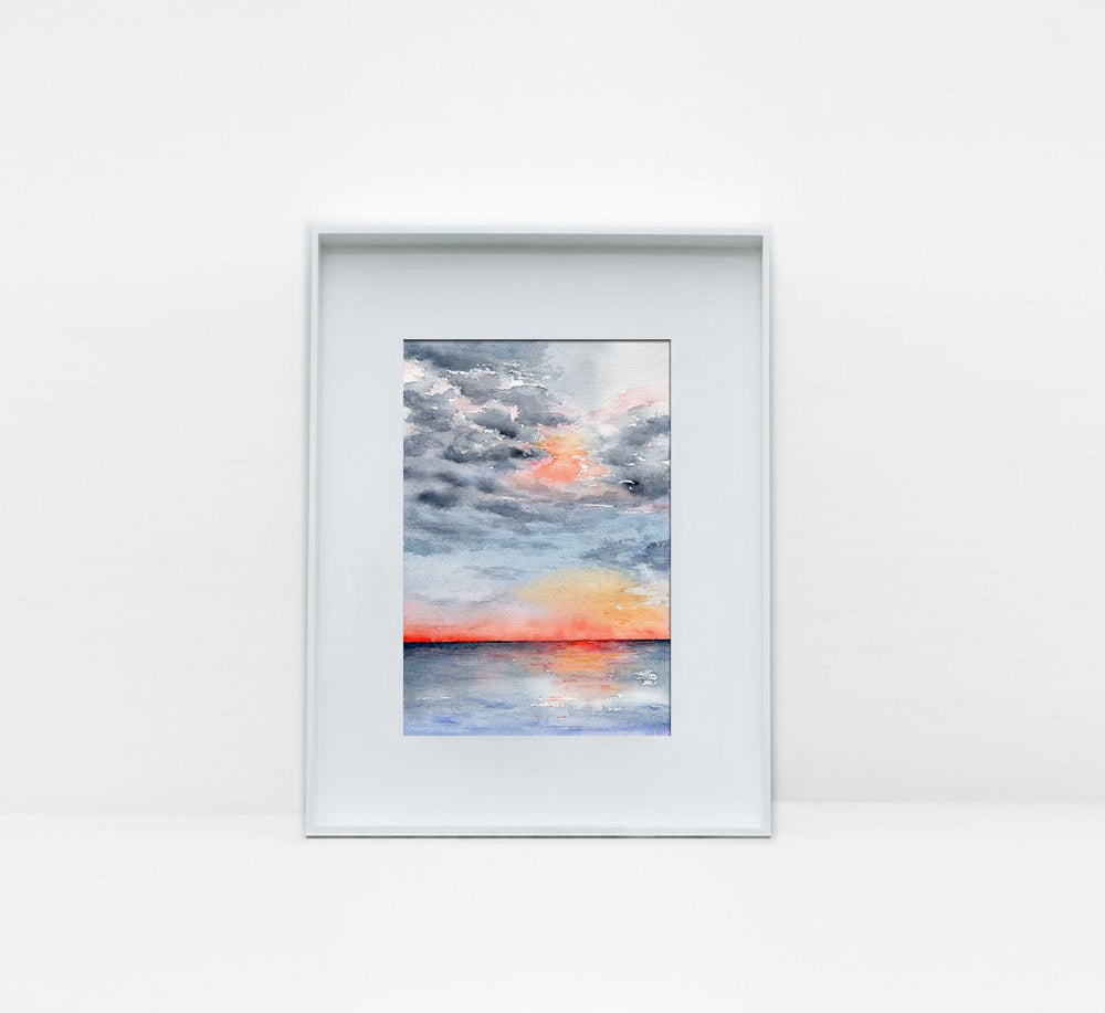 Art Print - Moment of Tranquility Seascape - Watercolor Painting Brazen Design Studio Lavender