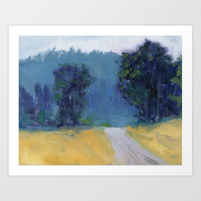 Take Me Home - Oil Painting Landscape Nature Inspired Contemporary Art Print Brazen Design Studio Steel Blue