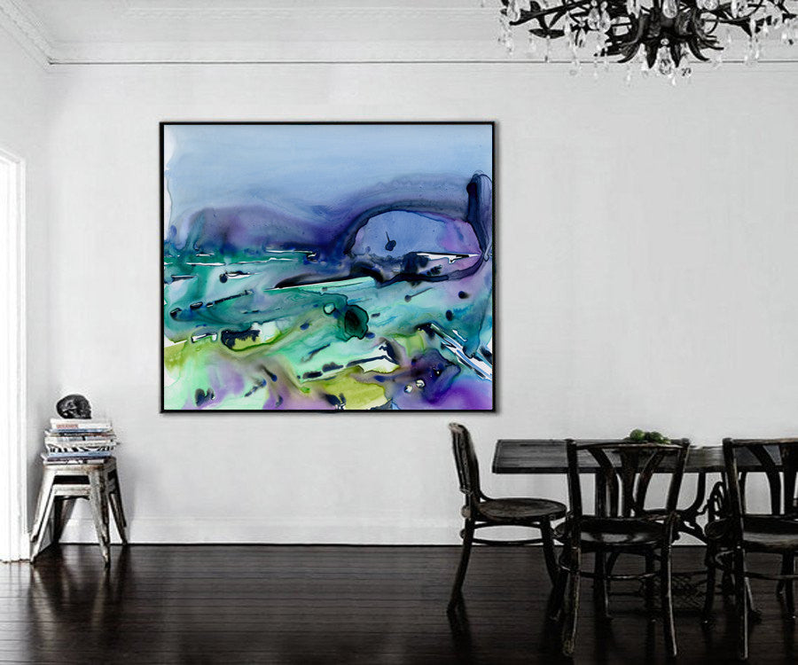 Art Print - Vineyards - Abstract Watercolor Painting Brazen Design Studio Steel Blue