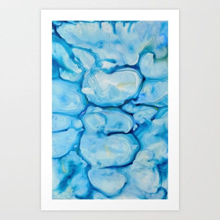 Abstract Art - Watercolor Painting - Nymphaea Contemporary Art Print Brazen Design Studio Sky Blue