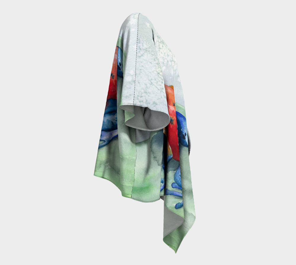 Draped Kimono - Bluejean Frog Watercolour Painting - Designer Clothing Brazen Design Studio Dark Gray