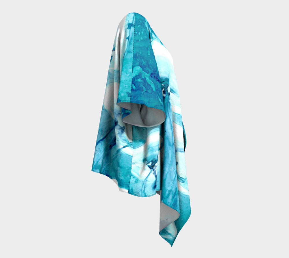 Draped Kimono - Jellyfish Watercolour Painting - Designer Clothing Brazen Design Studio Steel Blue