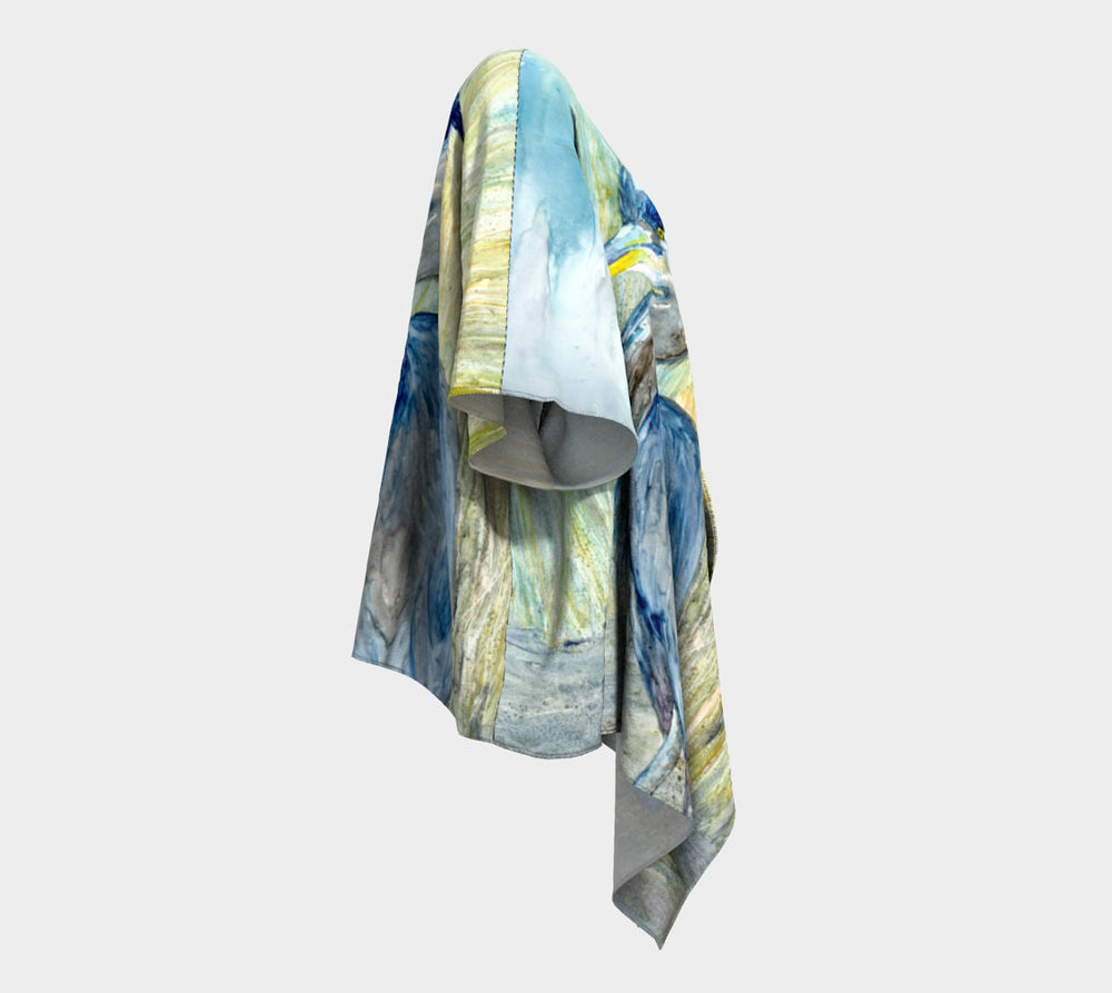Draped Kimono - Heron Watercolour Painting - Designer Clothing Brazen Design Studio Dark Slate Gray