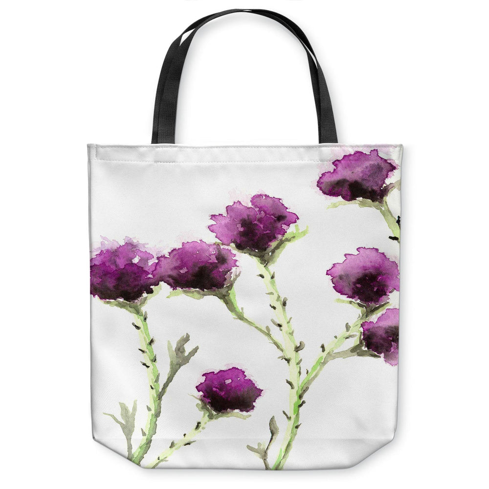 Milk Thistle Art Tote Bag - Floral Watercolor Painting - Shopping Bag Brazen Design Studio Lavender