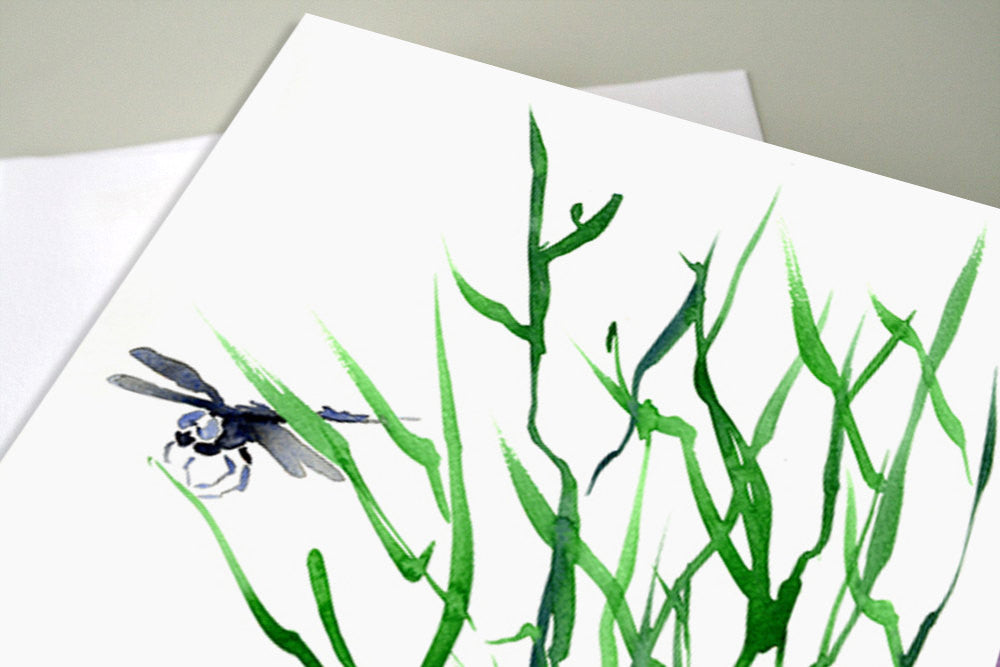 Dragonfly Sumi-e Art Card Brazen Design Studio White Smoke