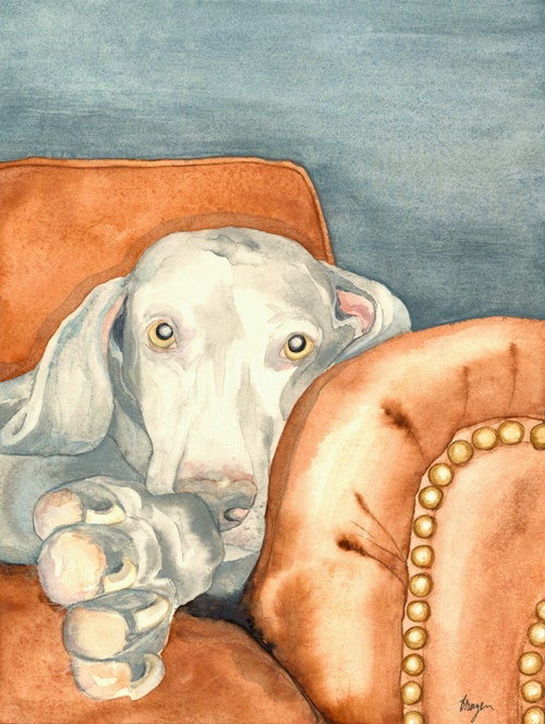 Custom Pet Portrait - Original Watercolour - Commissioned Painting from Your Photographs Brazen Design Studio Dark Gray