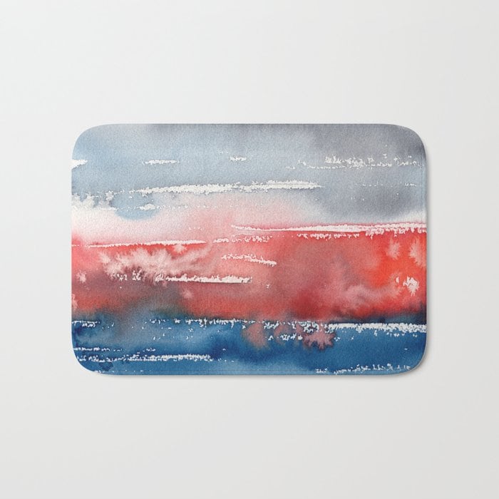 Abstract Ocean Bath Mat - Landscape Bathroom Mats - Bath Decor - Bathroom Rugs - Home Decor Brazen Design Studio Light Gray