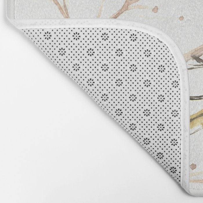 Yellow Wagtail Bath Mat - Wildlife Bathroom Mats - Bird Bath Decor - Bathroom Rugs - Home Decor Brazen Design Studio Light Gray