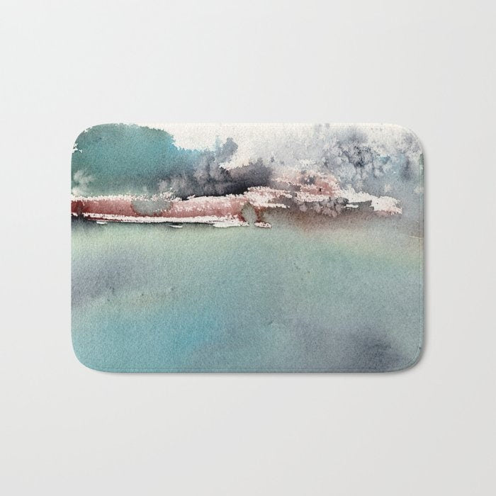 Breaking Dawn Bath Mat - Landscape Bathroom Mats - Bath Decor - Bathroom Rugs - Home Decor Brazen Design Studio Light Gray