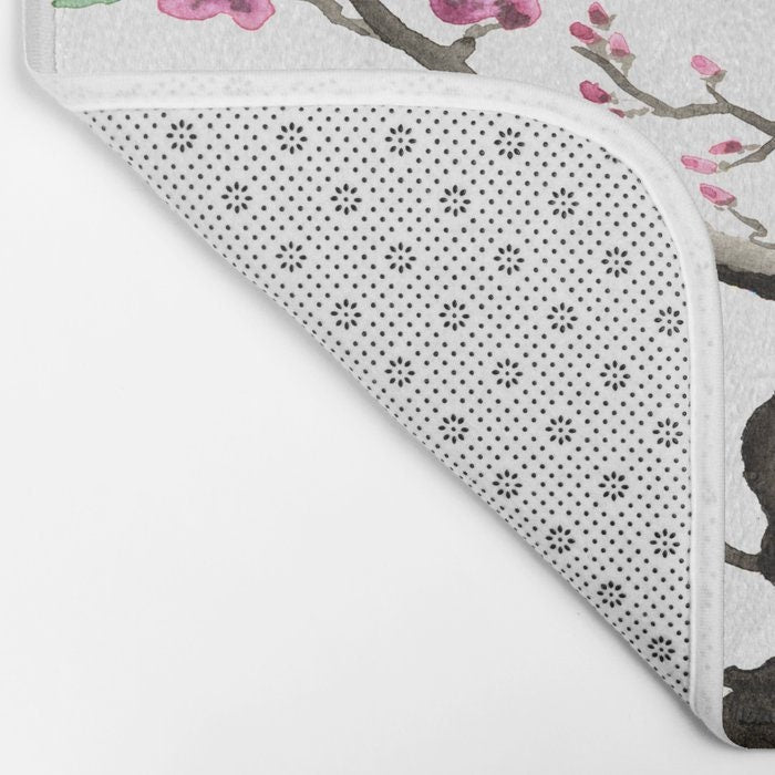 Sakura Tree Bath Mat - Floral Bathroom Mats - Flower Bath Decor - Bathroom Rugs - Home Decor Brazen Design Studio Light Gray