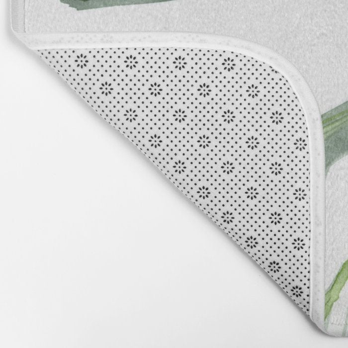 Palm Frond Bath Mat - Floral Bathroom Mats - Botanical Bath Decor - Bathroom Rugs - Home Decor Brazen Design Studio Light Gray