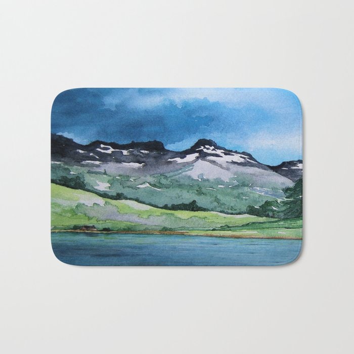Serenity Mountains Bath Mat - Landscape Bathroom Mats - Bath Decor - Bathroom Rugs - Home Decor Brazen Design Studio Dim Gray