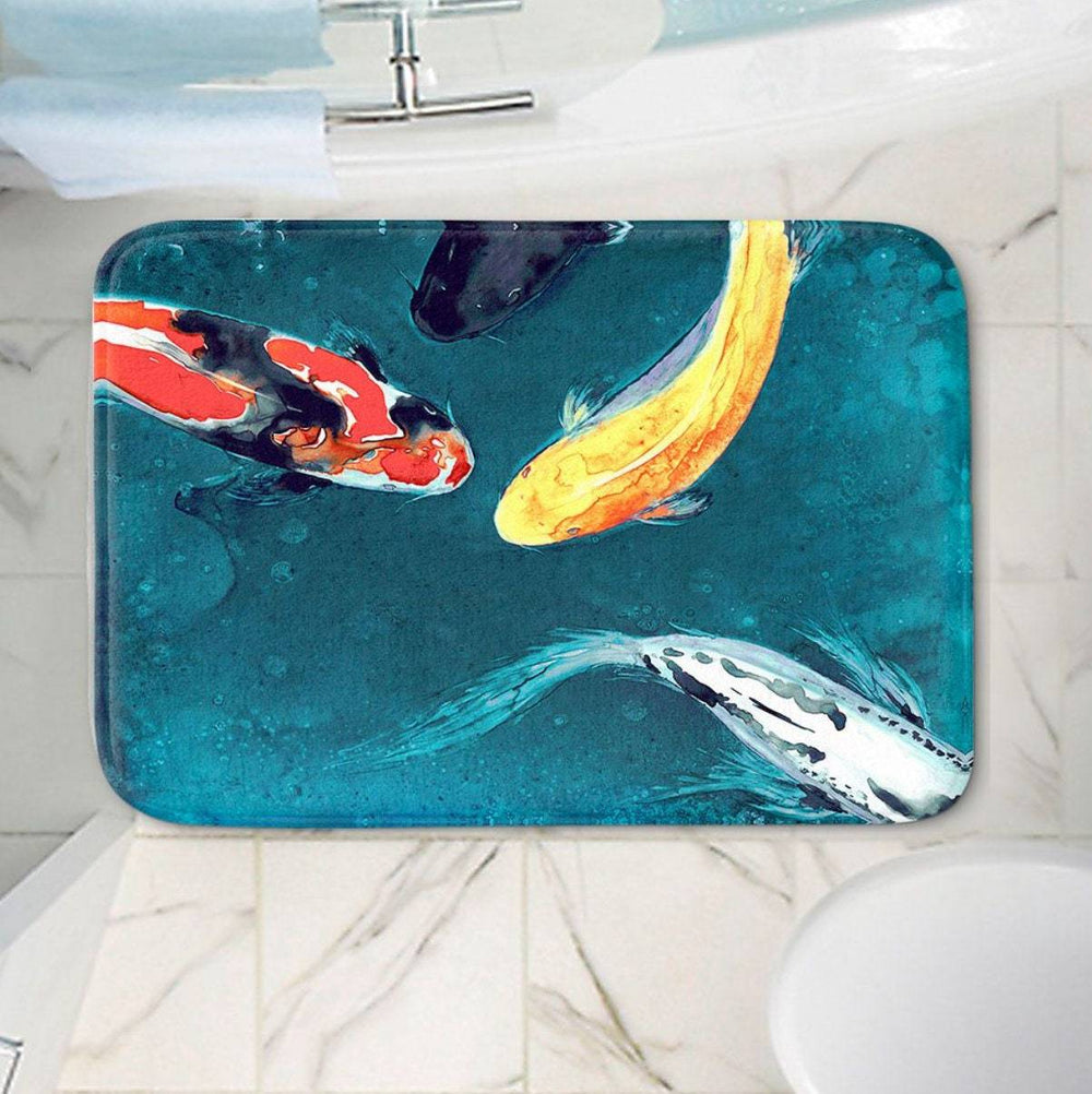 Waterballet Koi Fish Bath Mat - Nature Bathroom Mats - Bath Decor - Bathroom Rugs - Home Decor Brazen Design Studio Dark Slate Gray