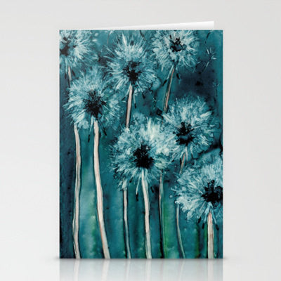 Dandelion Wishes - Floral Botanical Watercolor Painting Art Card Brazen Design Studio Dark Slate Gray