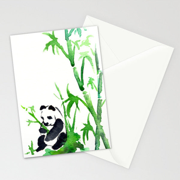 Panda Bamboo - Asian Art Sumi-e Art Card Brazen Design Studio White Smoke