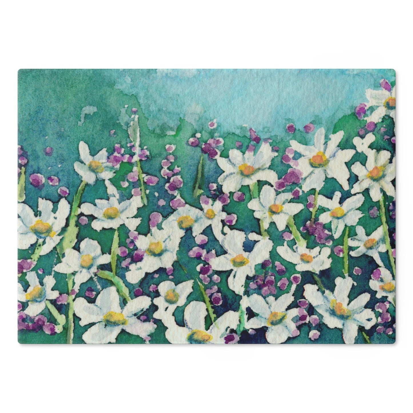 Dancing Daisies Glass Cutting Board