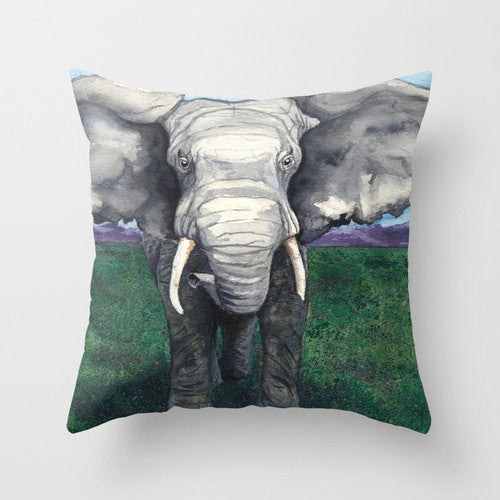 Decorative Pillow Cover - Elephant - Throw Pillow Cushion - Fine Art Home Decor Brazen Design Studio Dark Slate Gray