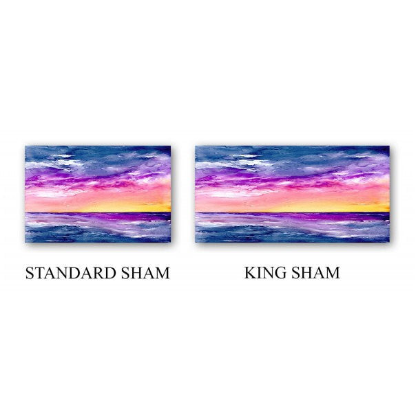Ocean Sunset Watercolor Painting - Modern Bedding - Duvet or Comforter Brazen Design Studio Medium Purple