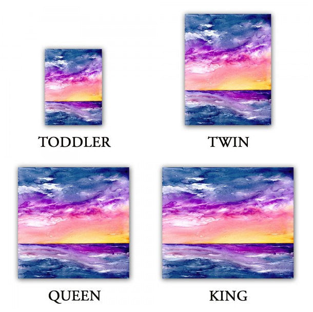 Ocean Sunset Watercolor Painting - Modern Bedding - Duvet or Comforter Brazen Design Studio Dark Slate Blue