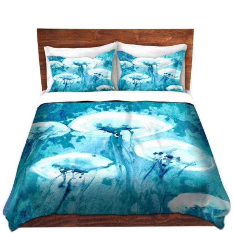 Jellyfish Watercolor Painting - Modern Bedding - Duvet or Comforter Brazen Design Studio Sky Blue