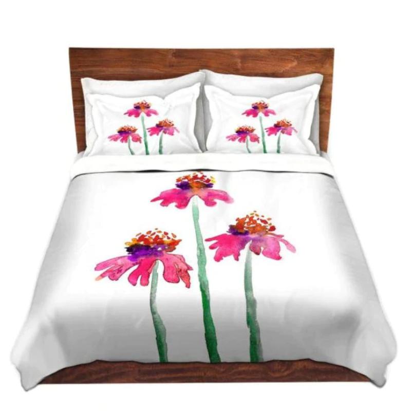 Coneflower Echinacea Painting - Modern Bedding - Duvet or Comforter Brazen Design Studio Violet Red