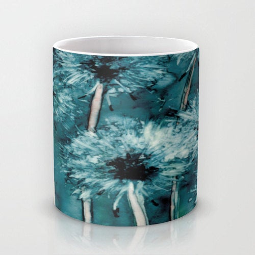 Artistic Floral Coffee Mug - Dandelion Wishes - Kitchen Decor Mug Drinkware Brazen Design Studio Slate Gray