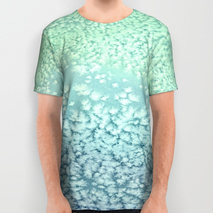 Designer Clothing - Ocean Water Seafoam Painting - Artistic All Over Printed T Shirt Brazen Design Studio Pale Turquoise