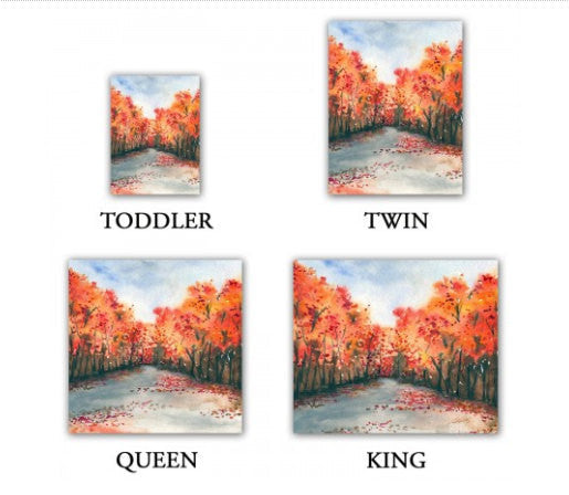Autumn Journey Watercolor Painting - Modern Bedding - Duvet or Comforter Brazen Design Studio Coral