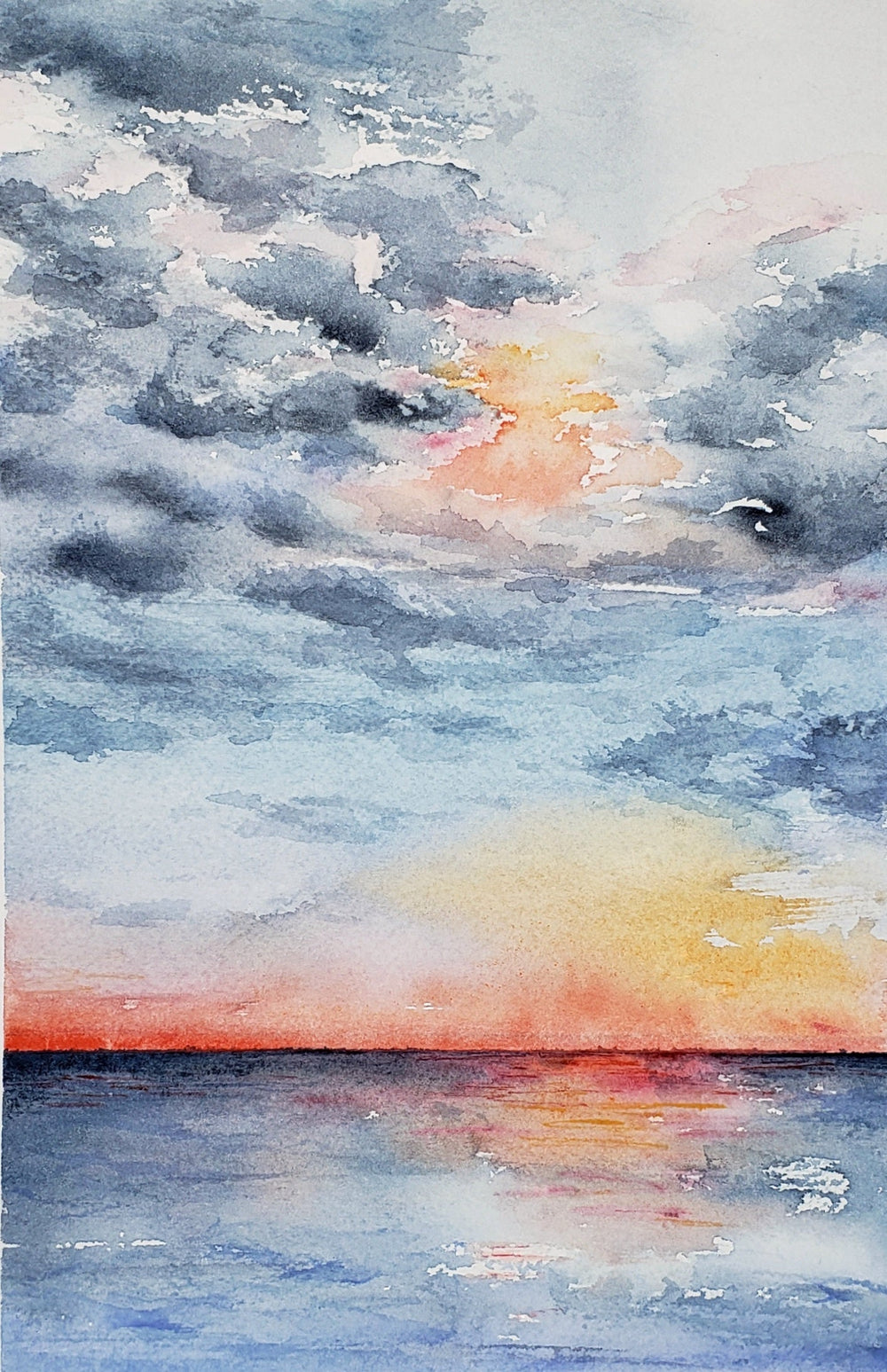 Art Print - Moment of Tranquility Seascape - Watercolor Painting Brazen Design Studio Gray