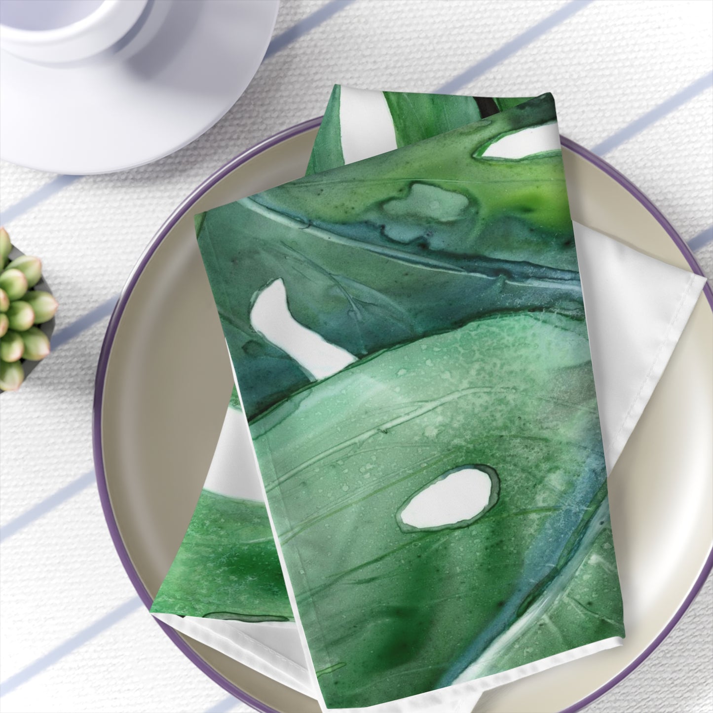 Stoffservietten mit Monstera-Motiv