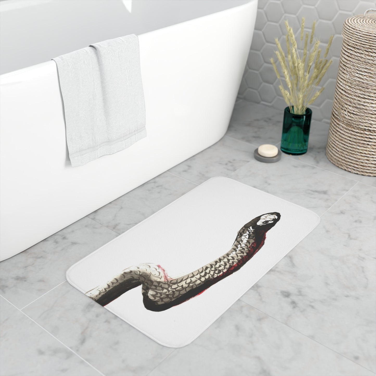 Red Bellied Black Snake Bath Mat