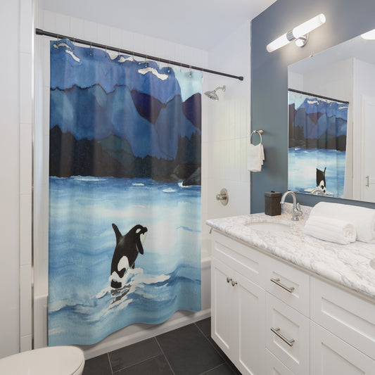 Orca Breach Shower Curtain